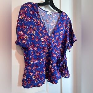 NSR Faux Wrap V-Neck Blouse